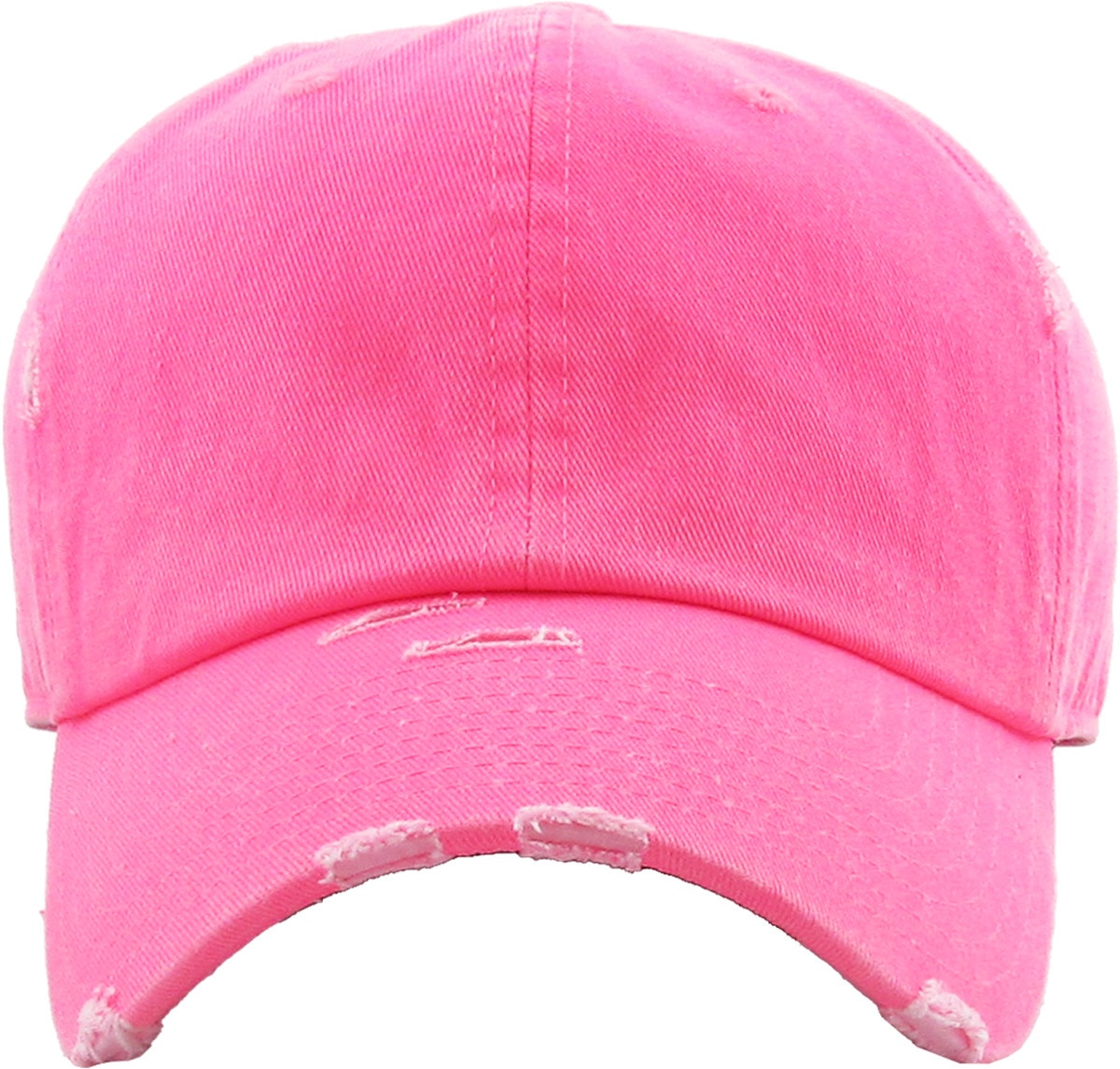 Neon Pink Distressed Vintage Baseball Cap Front View